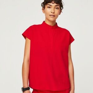 FIGS Women’s Rafaela Oversized Scrub Top - Pop Red